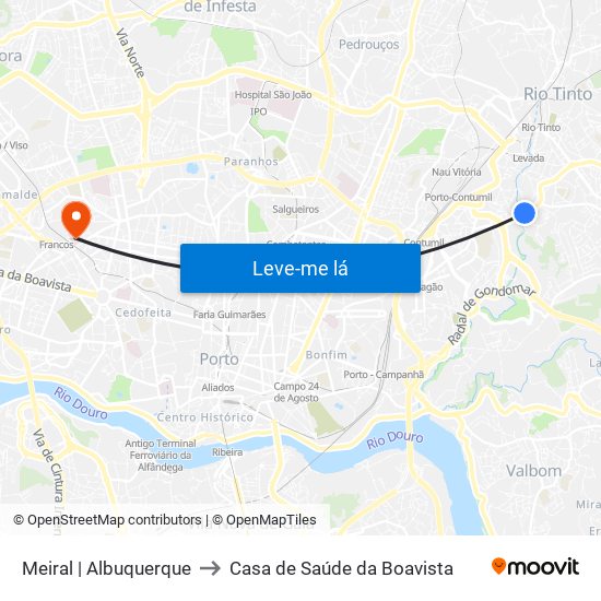 Meiral | Albuquerque to Casa de Saúde da Boavista map