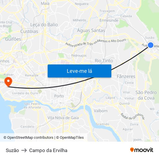 Suzão to Campo da Ervilha map