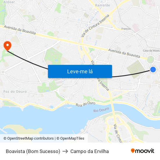 Boavista (Bom Sucesso) to Campo da Ervilha map