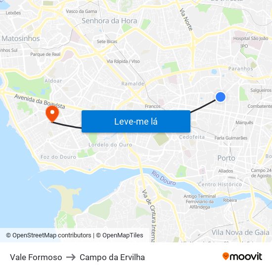 Vale Formoso to Campo da Ervilha map