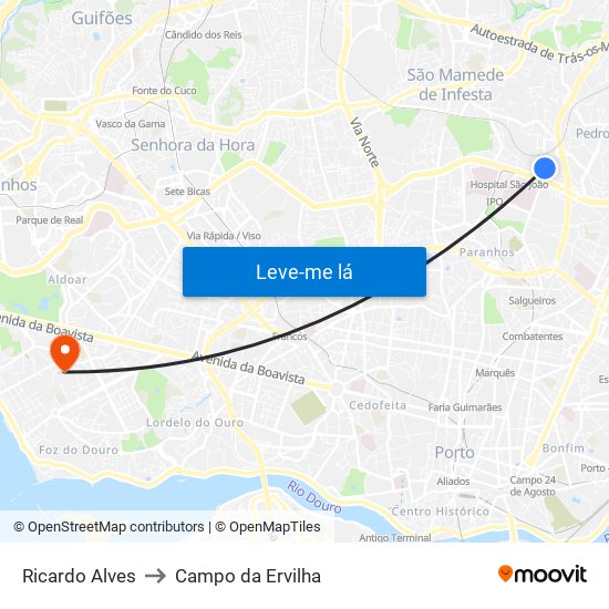 Ricardo Alves to Campo da Ervilha map