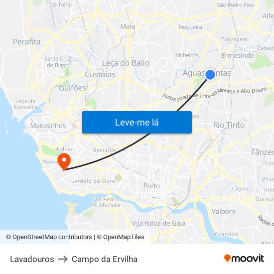 Lavadouros to Campo da Ervilha map