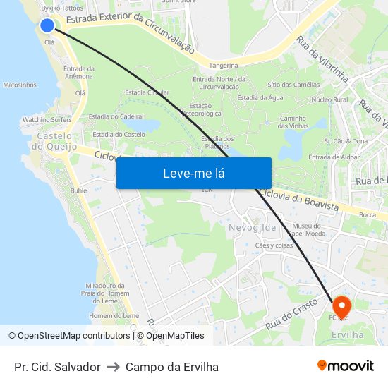 Pr. Cid. Salvador to Campo da Ervilha map