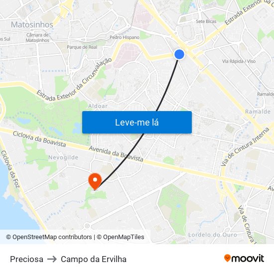 Preciosa to Campo da Ervilha map