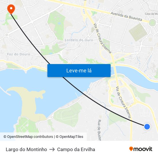 Largo do Montinho to Campo da Ervilha map