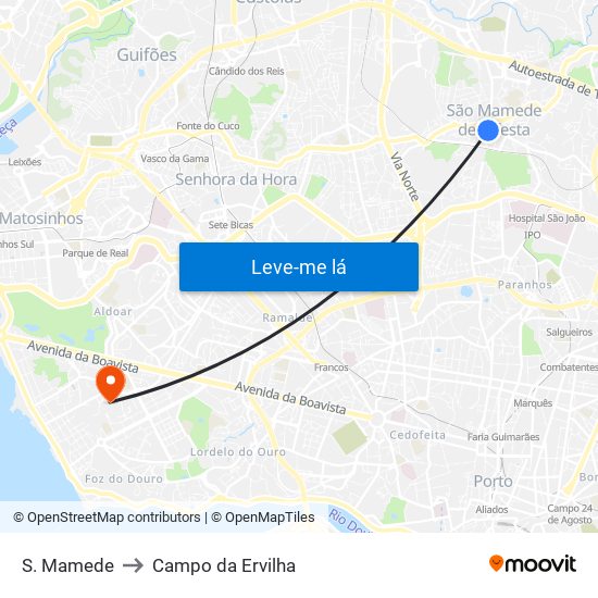 S. Mamede to Campo da Ervilha map