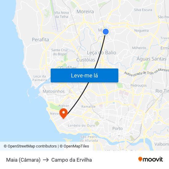 Maia (Câmara) to Campo da Ervilha map