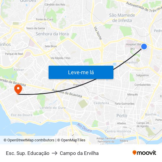 Esc. Sup. Educação to Campo da Ervilha map