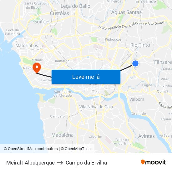 Meiral | Albuquerque to Campo da Ervilha map