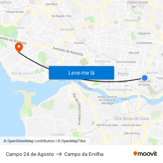 Campo 24 de Agosto to Campo da Ervilha map