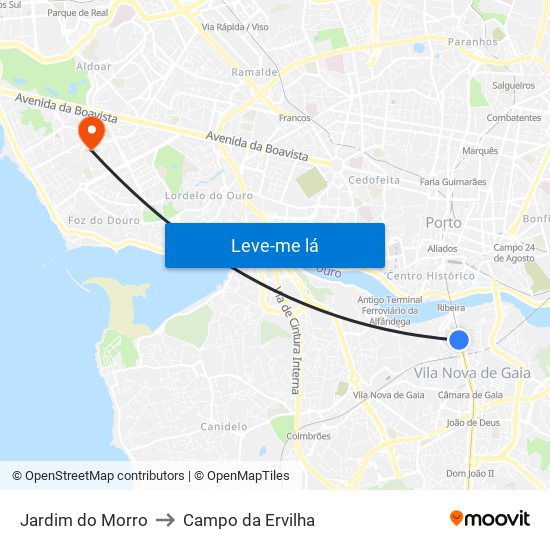 Jardim do Morro to Campo da Ervilha map
