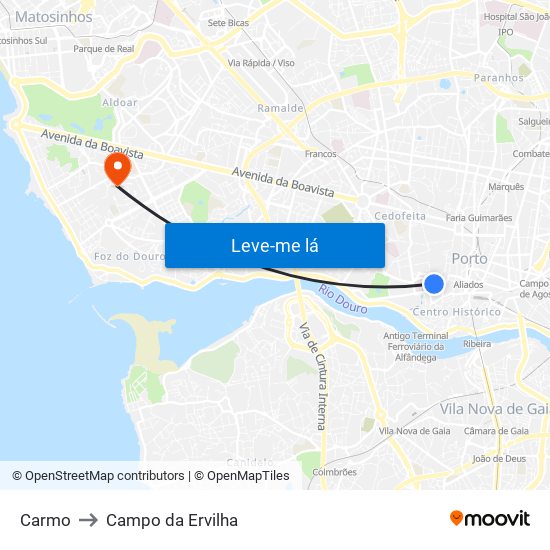 Carmo to Campo da Ervilha map