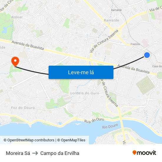 Moreira Sá to Campo da Ervilha map