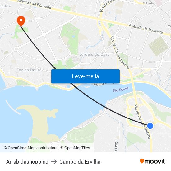 Arrábidashopping to Campo da Ervilha map