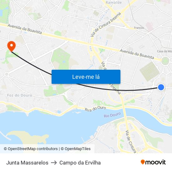 Junta Massarelos to Campo da Ervilha map