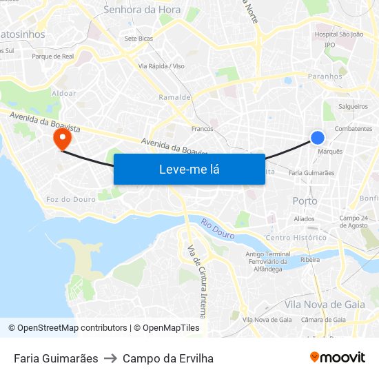 Faria Guimarães to Campo da Ervilha map