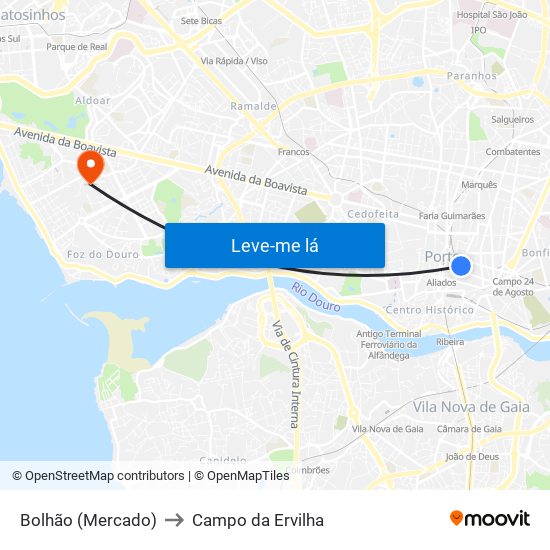 Bolhão (Mercado) to Campo da Ervilha map