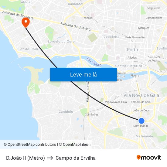 D.João II (Metro) to Campo da Ervilha map