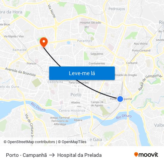 Porto - Campanhã to Hospital da Prelada map