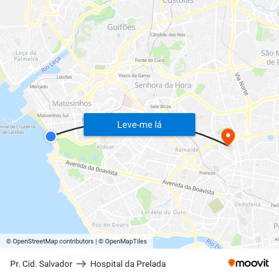 Pr. Cid. Salvador to Hospital da Prelada map