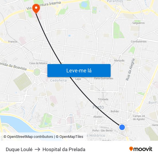 Duque Loulé to Hospital da Prelada map