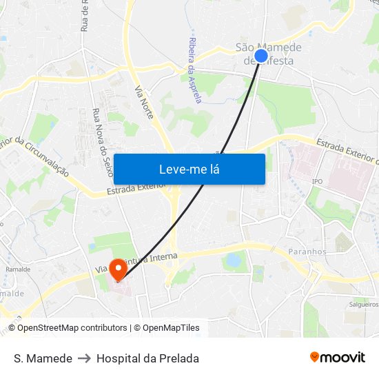 S. Mamede to Hospital da Prelada map