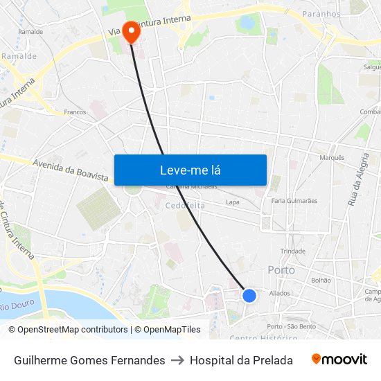 Guilherme Gomes Fernandes to Hospital da Prelada map