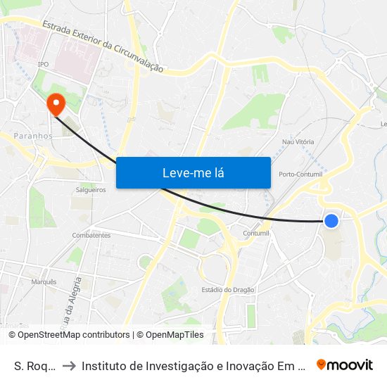 S. Roque to Instituto de Investigação e Inovação Em Saúde map