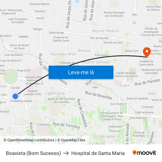 Boavista (Bom Sucesso) to Hospital de Santa Maria map