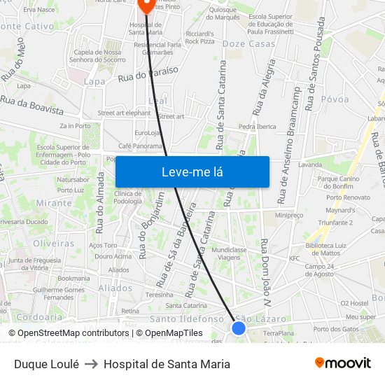 Duque Loulé to Hospital de Santa Maria map