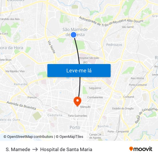 S. Mamede to Hospital de Santa Maria map