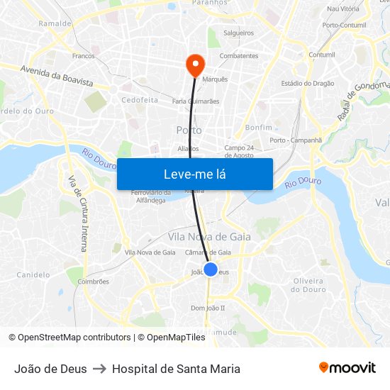 João de Deus to Hospital de Santa Maria map