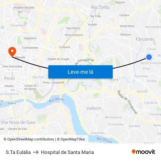 S.Ta Eulália to Hospital de Santa Maria map