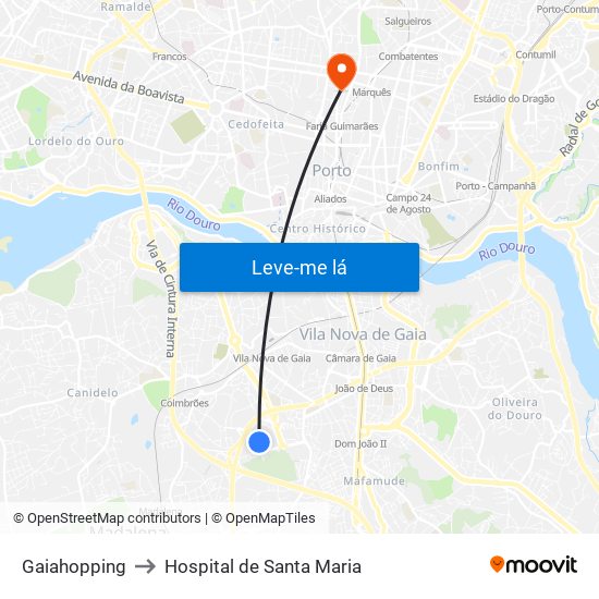 Gaiahopping to Hospital de Santa Maria map