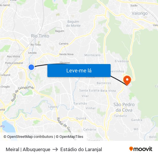 Meiral | Albuquerque to Estádio do Laranjal map