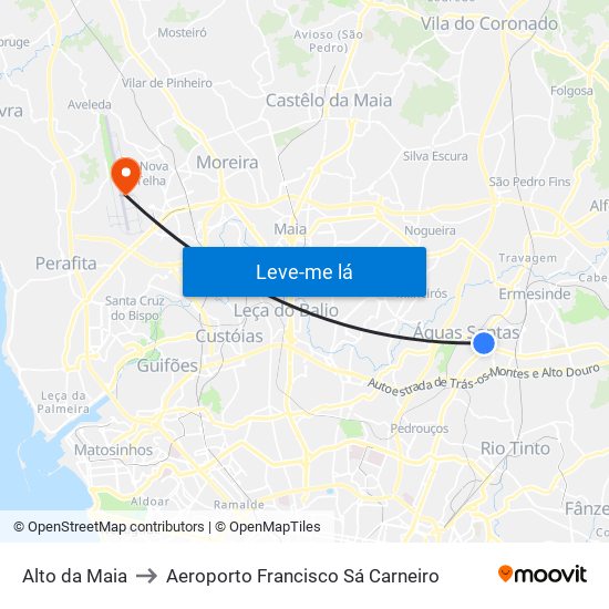 Alto da Maia to Aeroporto Francisco Sá Carneiro map