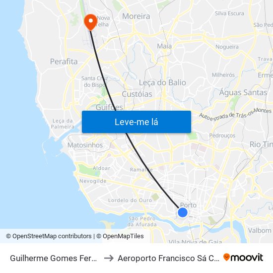 Guilherme Gomes Fernandes to Aeroporto Francisco Sá Carneiro map