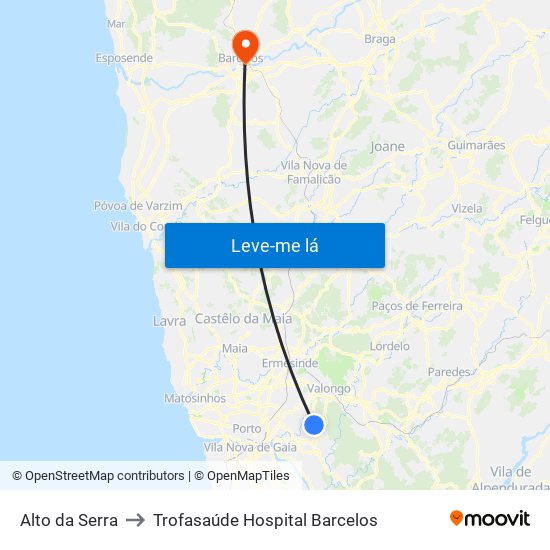 Alto da Serra to Trofasaúde Hospital Barcelos map