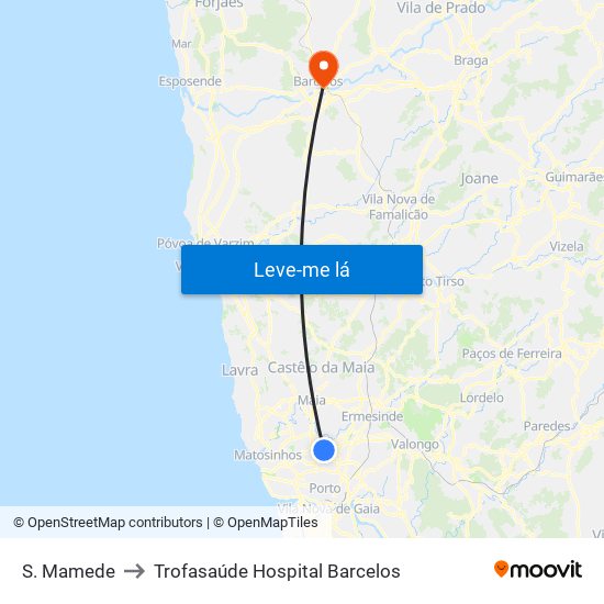 S. Mamede to Trofasaúde Hospital Barcelos map