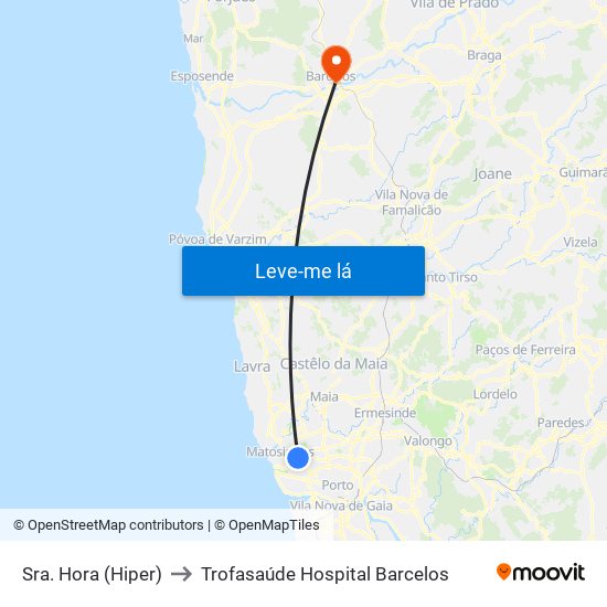 Sra. Hora (Hiper) to Trofasaúde Hospital Barcelos map