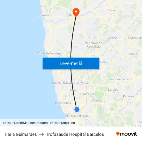 Faria Guimarães to Trofasaúde Hospital Barcelos map