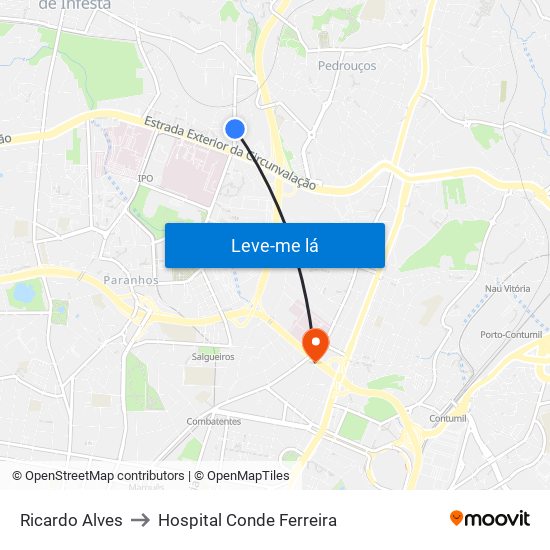Ricardo Alves to Hospital Conde Ferreira map