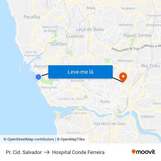 Pr. Cid. Salvador to Hospital Conde Ferreira map