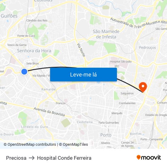 Preciosa to Hospital Conde Ferreira map