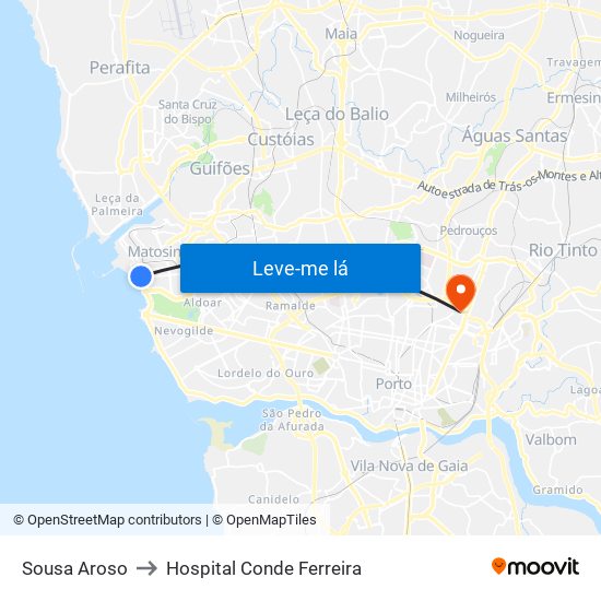 Sousa Aroso to Hospital Conde Ferreira map