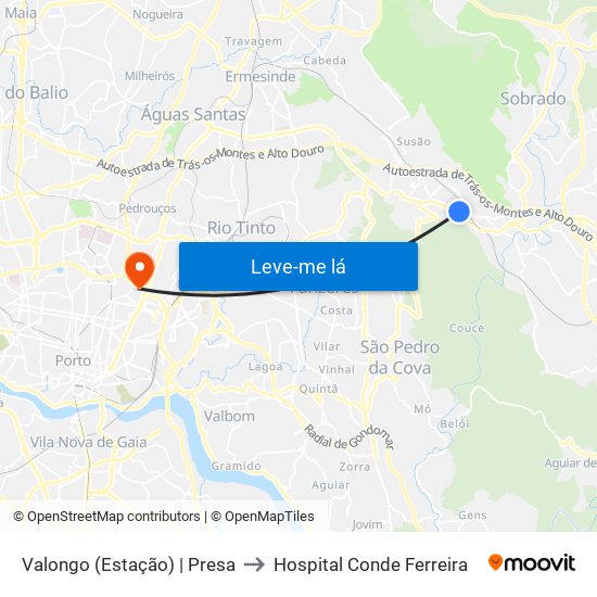 Valongo (Estação) | Presa to Hospital Conde Ferreira map