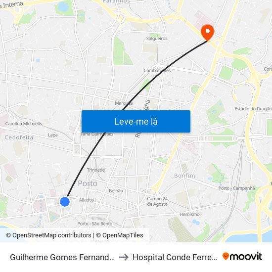 Guilherme Gomes Fernandes to Hospital Conde Ferreira map