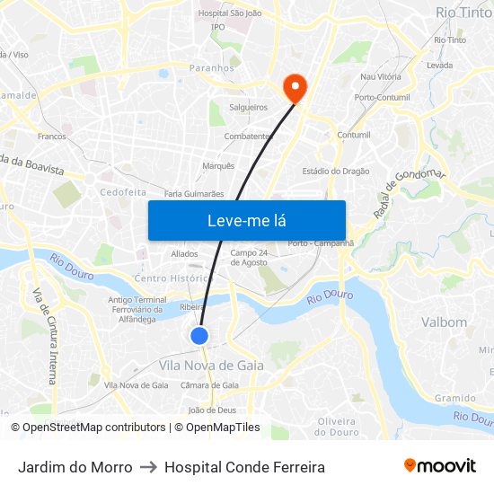 Jardim do Morro to Hospital Conde Ferreira map