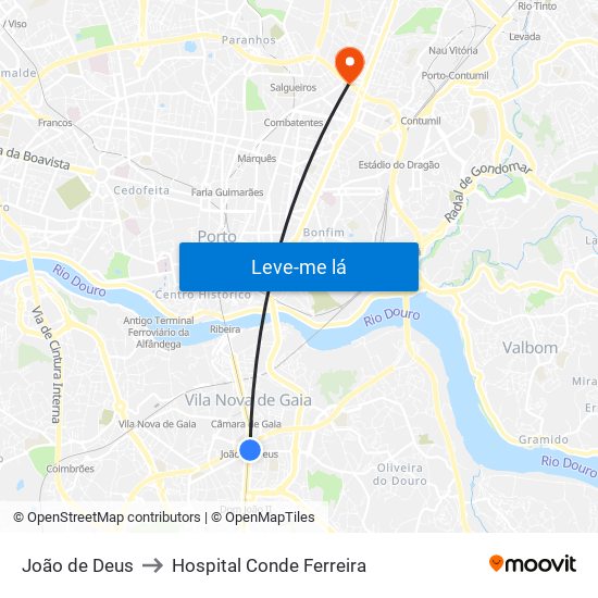 João de Deus to Hospital Conde Ferreira map