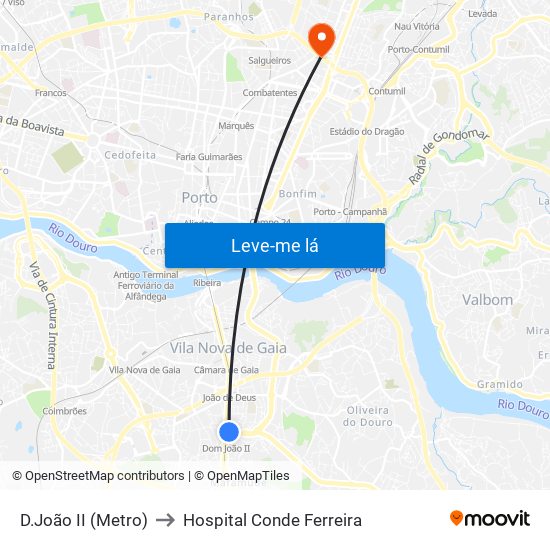 D.João II (Metro) to Hospital Conde Ferreira map